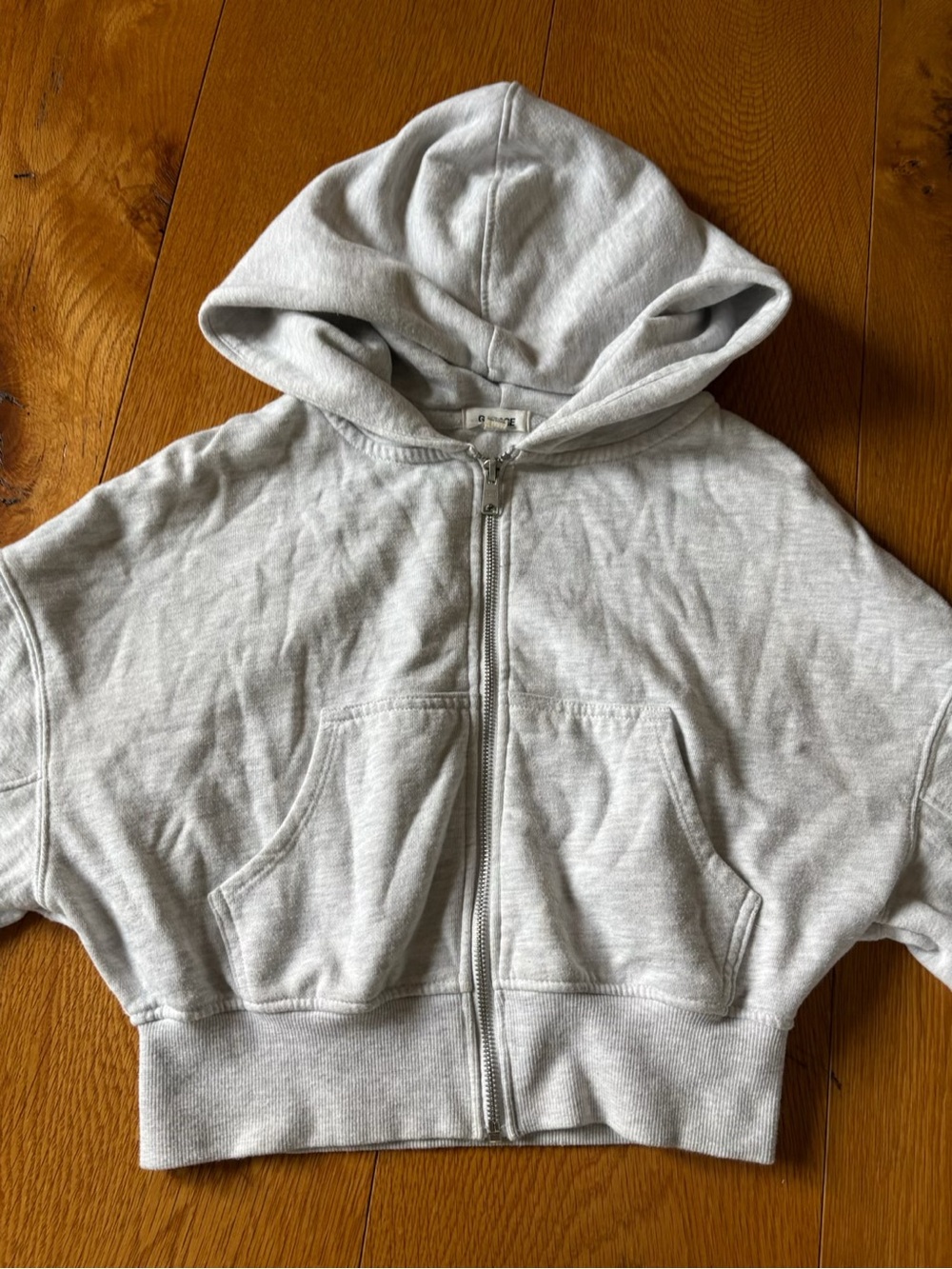 Women’s Heather White Cropped Zip-Up
